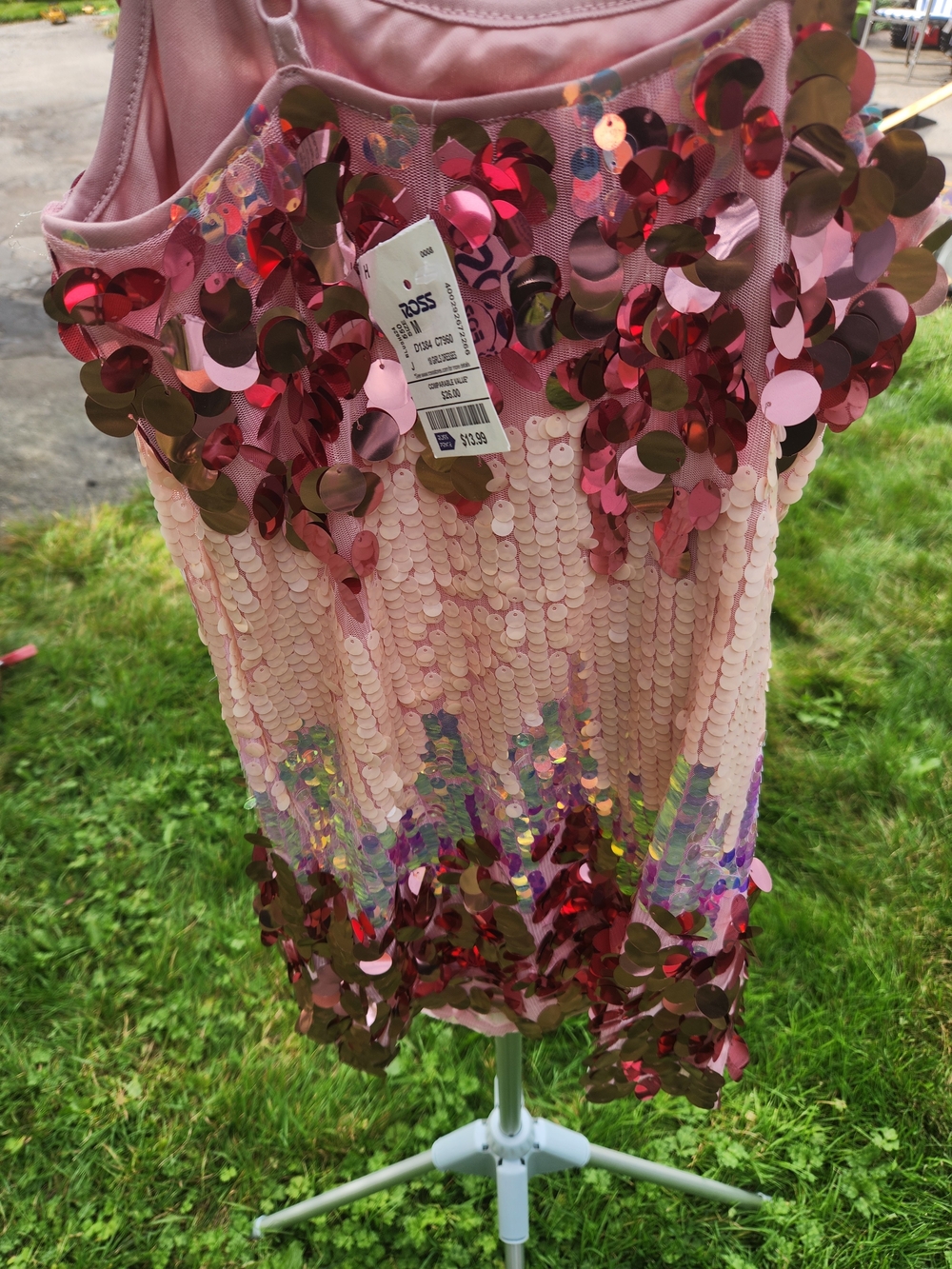 Crystal Doll Pink Multicolor Sequin Mini Dress Size M NWT - Picture 3 of 10